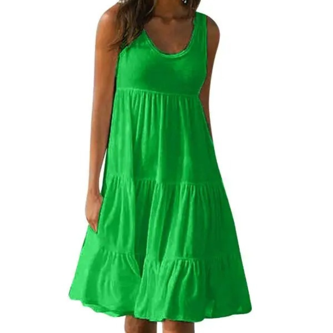 Selah | Luchtige Dames Midi-zomerjurk Gegolfd Mouwloos