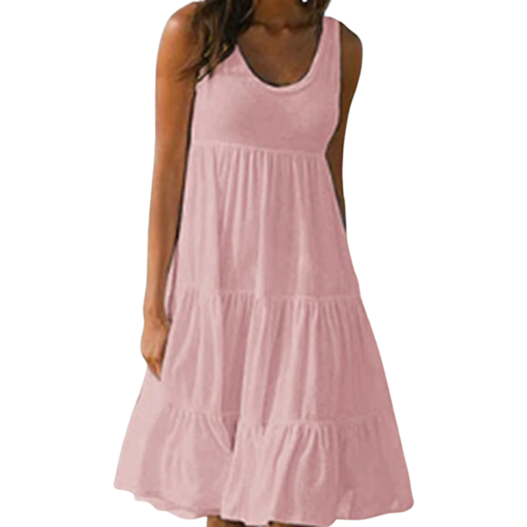 Selah | Luchtige Dames Midi-zomerjurk Gegolfd Mouwloos