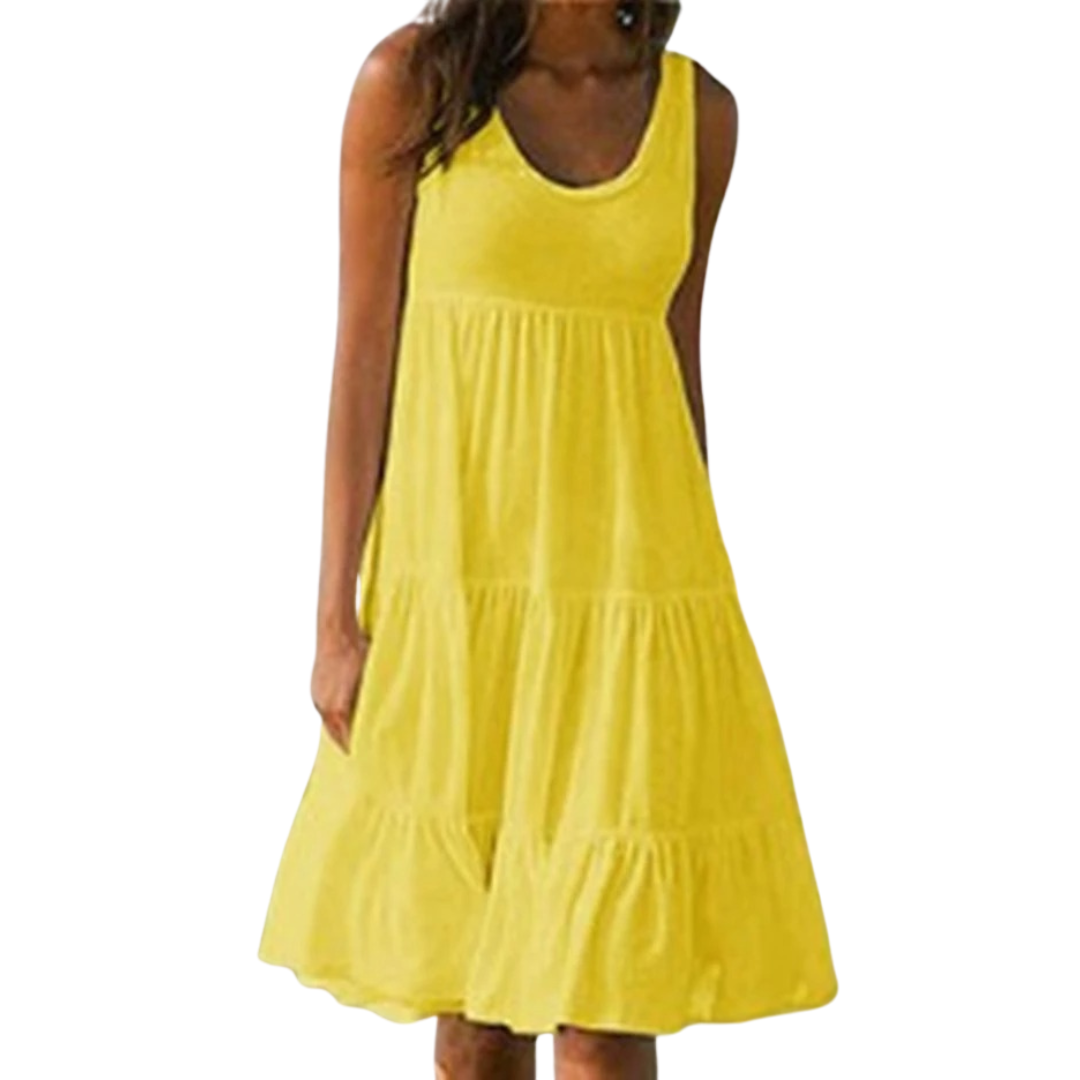 Selah | Luchtige Dames Midi-zomerjurk Gegolfd Mouwloos
