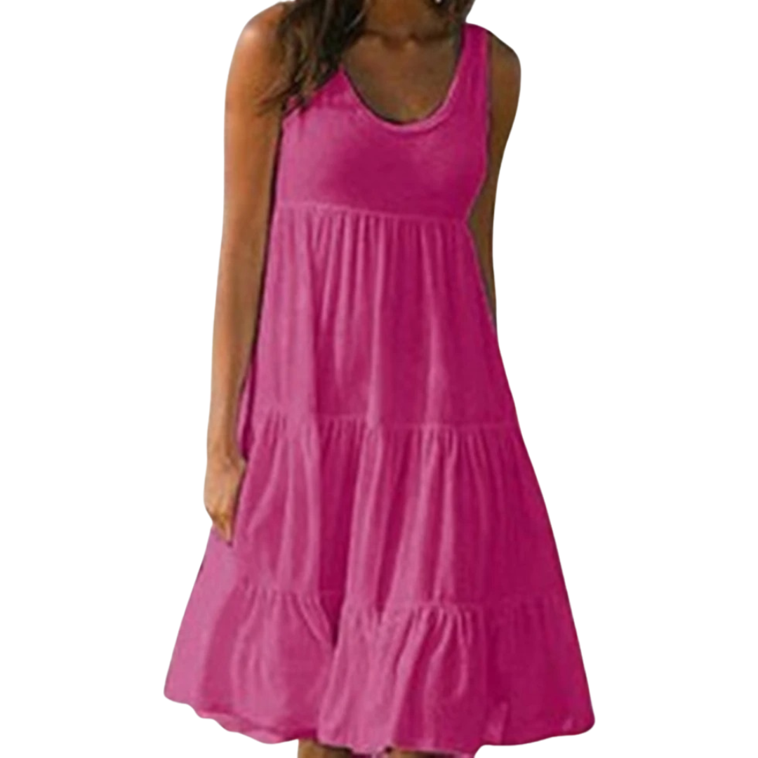 Selah | Luchtige Dames Midi-zomerjurk Gegolfd Mouwloos