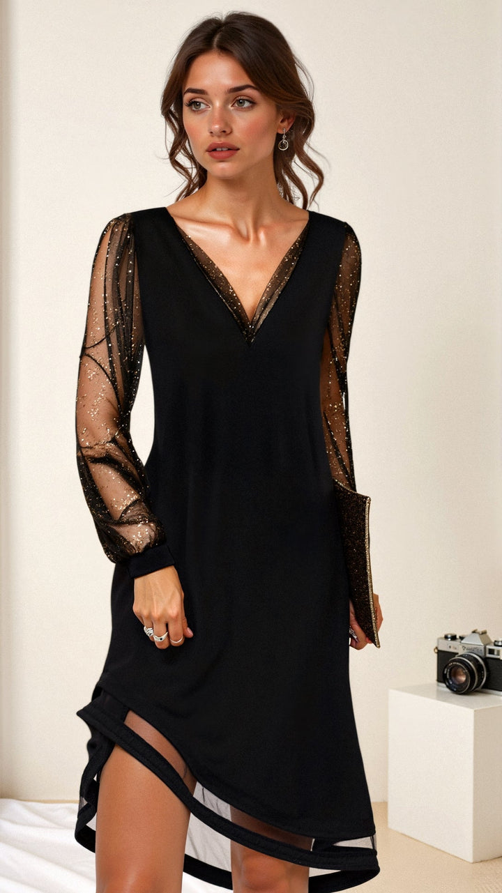 Seraphine | Elegante Dames Maxi Jurk met Kant en V-hals