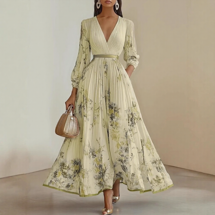 Sophie | Elegante Dames Maxi Jurk Geplooid Bloemen