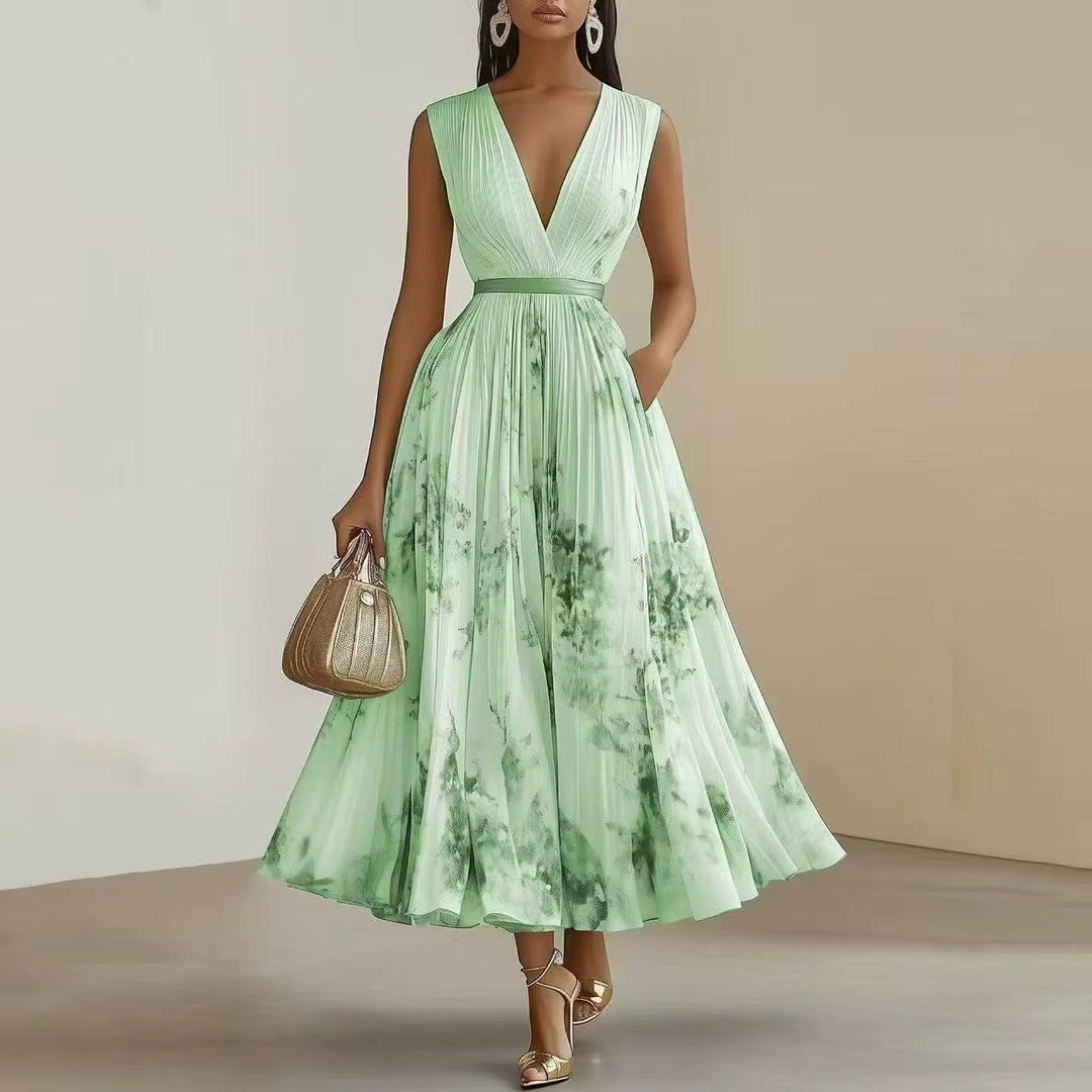Sophie | Elegante Dames Maxi Jurk Geplooid Bloemen