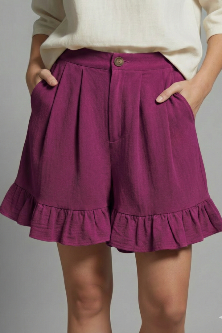 Tessa | Dames Hoge Taille Ruche Zoom Korte Broek