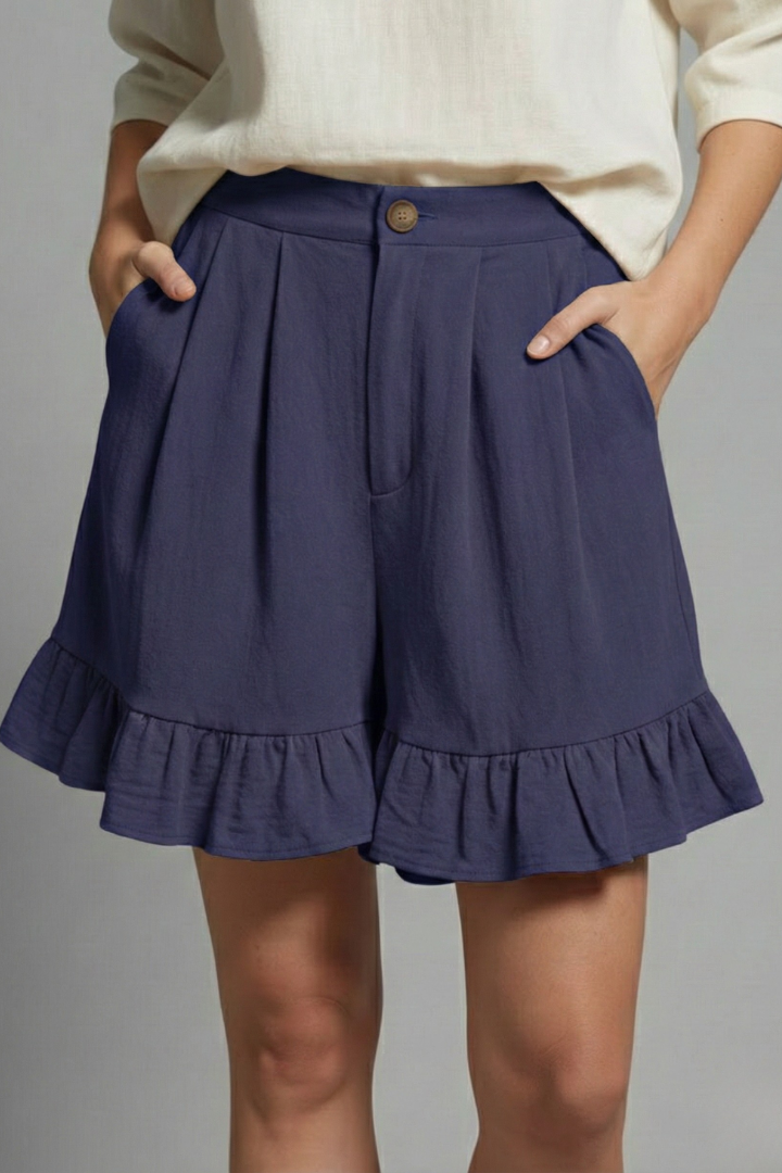 Tessa | Dames Hoge Taille Ruche Zoom Korte Broek