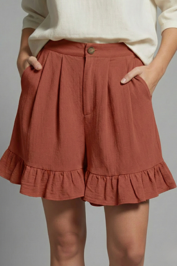 Tessa | Dames Hoge Taille Ruche Zoom Korte Broek