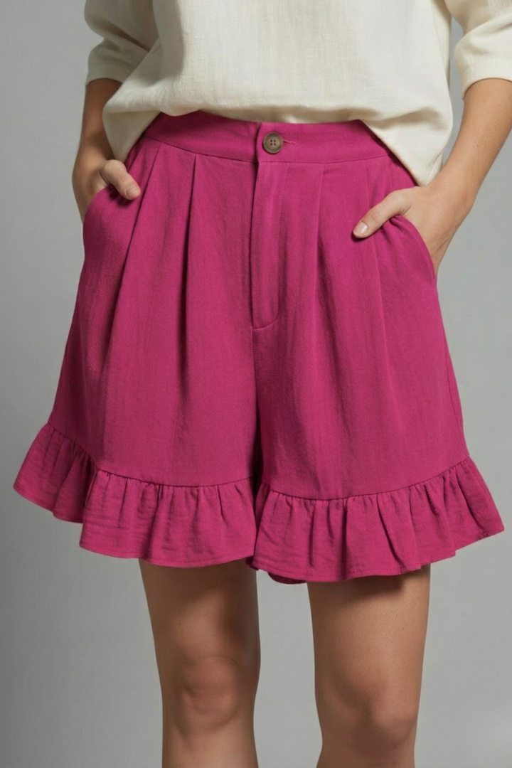 Tessa | Dames Hoge Taille Ruche Zoom Korte Broek
