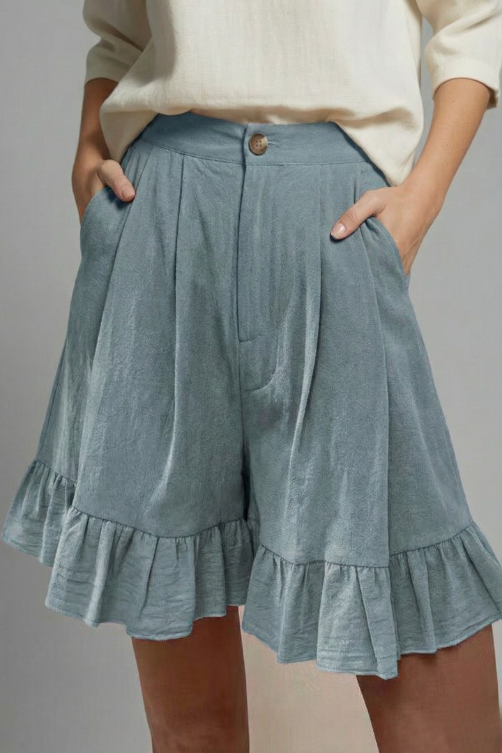 Tessa | Dames Hoge Taille Ruche Zoom Korte Broek