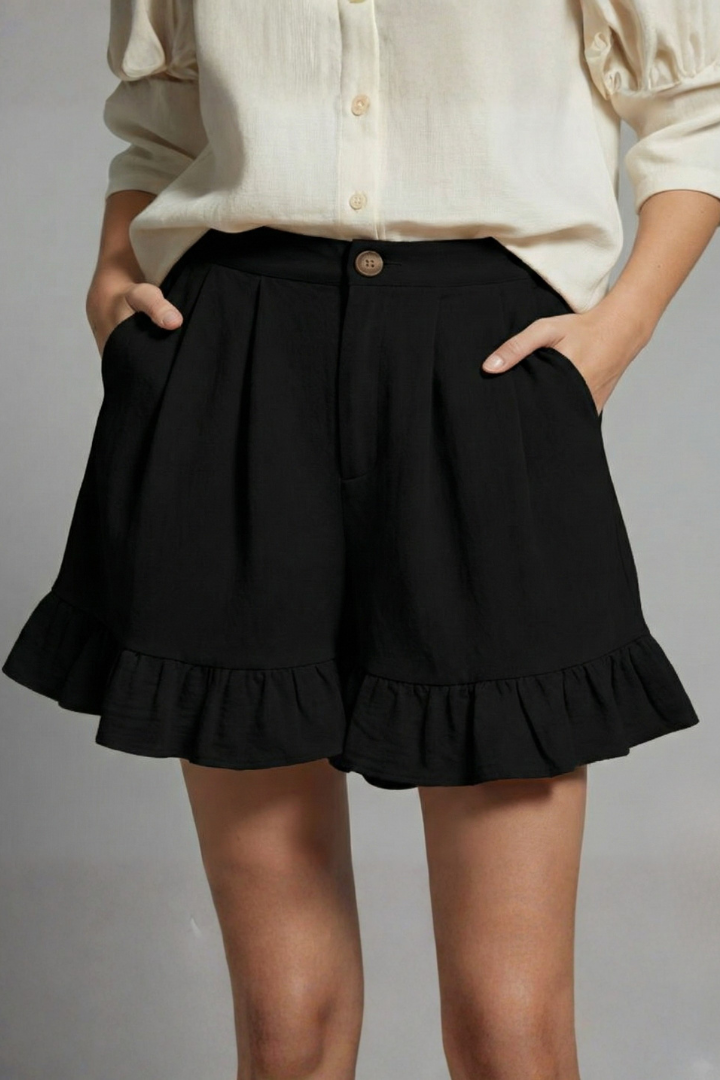 Tessa | Dames Hoge Taille Ruche Zoom Korte Broek