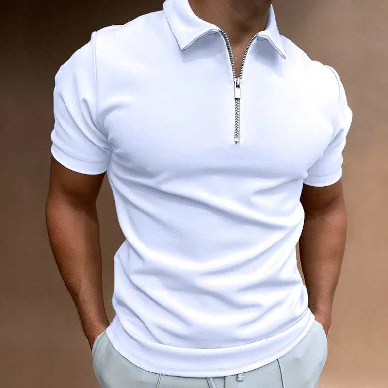 Thijs | Heren Poloshirt met Ritssluiting Slim-Fit Casual-Chique