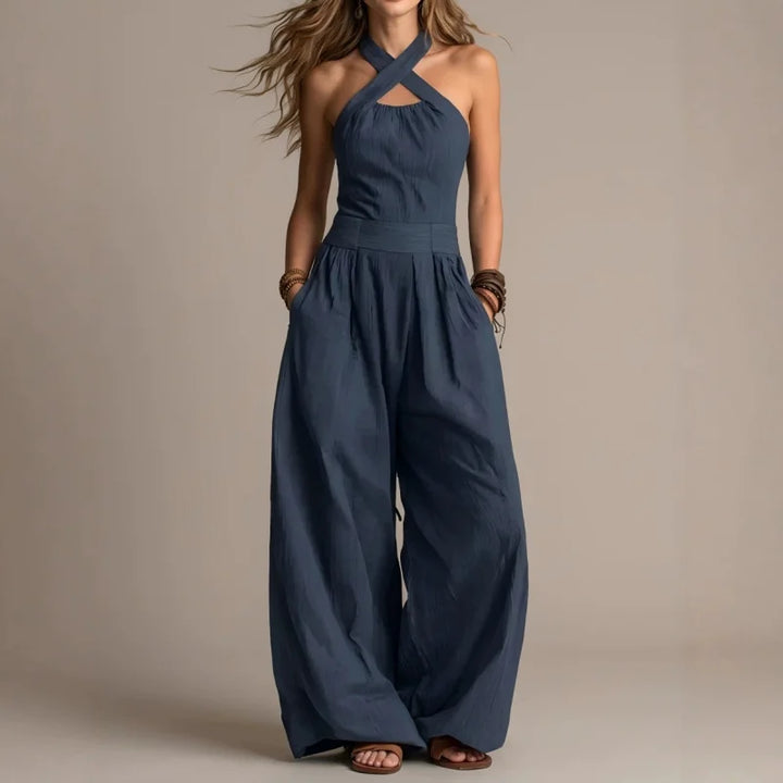 Valentina | Dames Jumpsuit Zomer Halter Criss-Cross Wide-Leg Boho Mouwloos