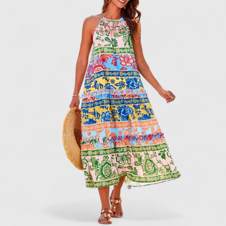 Vera | Dames Maxi Halter Jurk Boho Bloemenprint