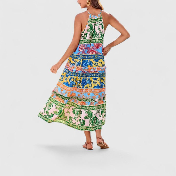Vera | Dames Maxi Halter Jurk Boho Bloemenprint