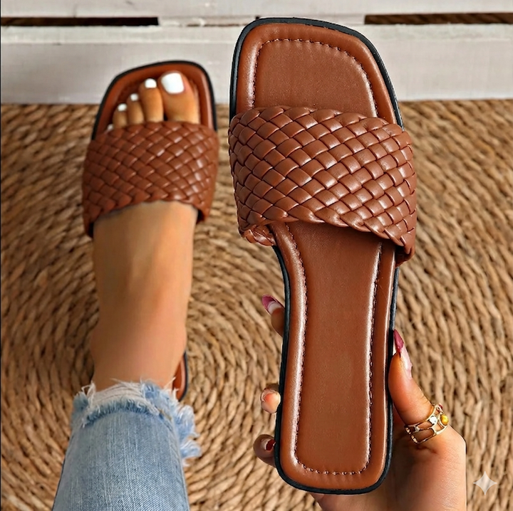 Vera | Dames Sandalen Plat Gevlochten Band Zomer Slippers
