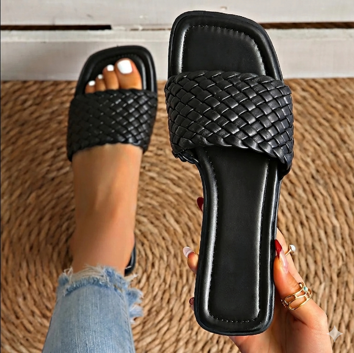 Vera | Dames Sandalen Plat Gevlochten Band Zomer Slippers