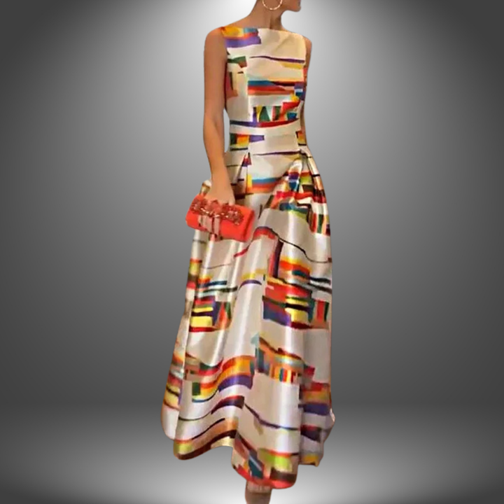 Vesper | Elegante Dames Maxi Jurk met Geometrische Print