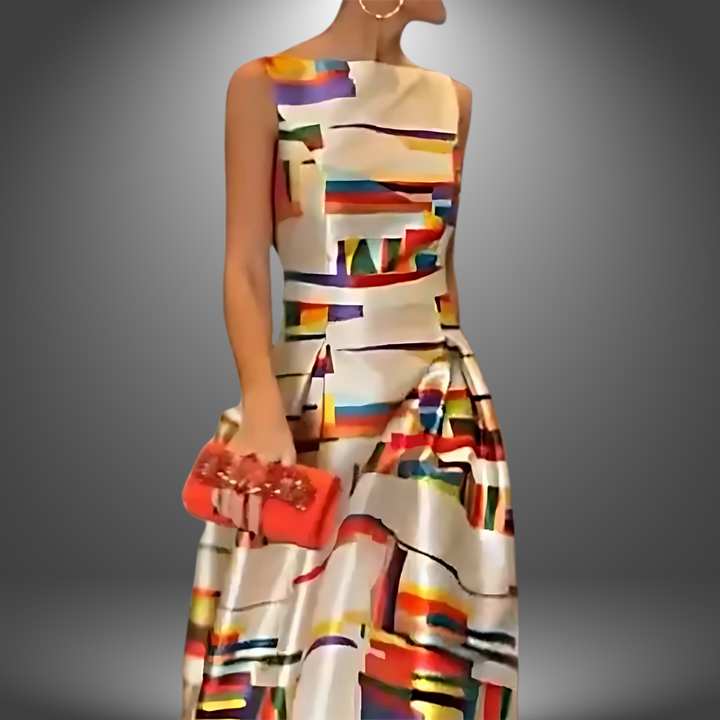 Vesper | Elegante Dames Maxi Jurk met Geometrische Print