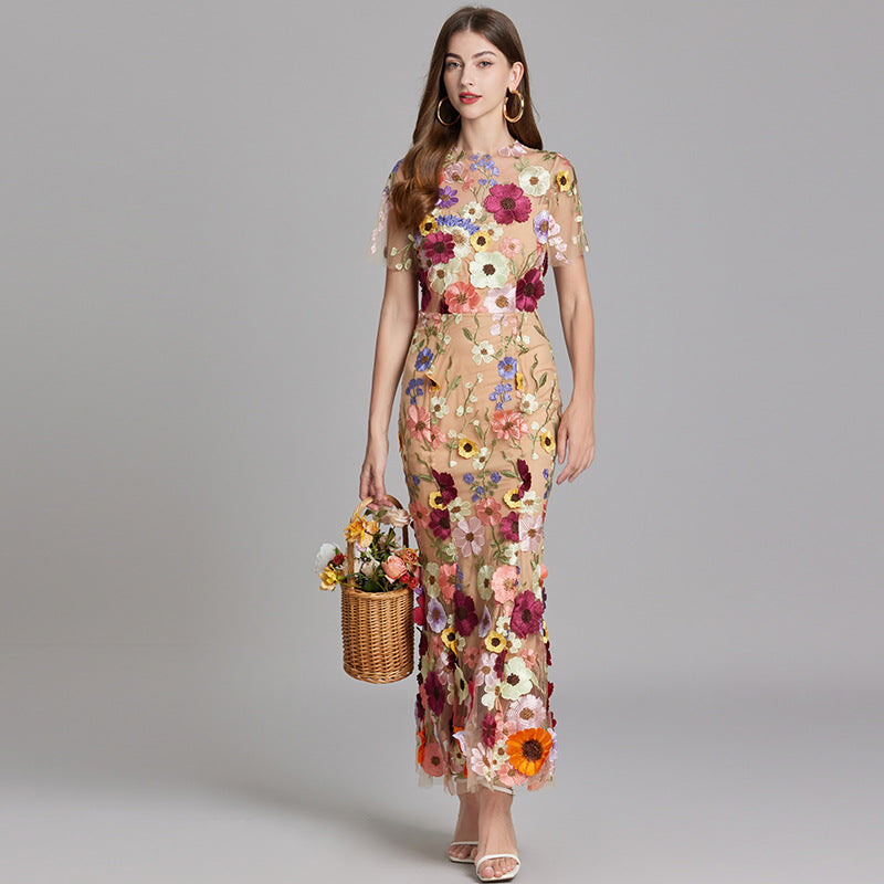 Vespera | Elegante Dames Mouwloze Maxi Jurk met Artistieke Bloemenprint