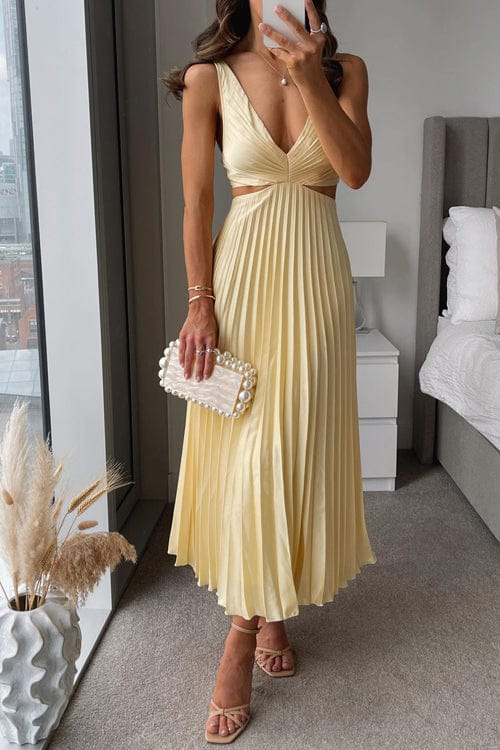 Zaria | Elegante Dames Geplooide Midi Jurk