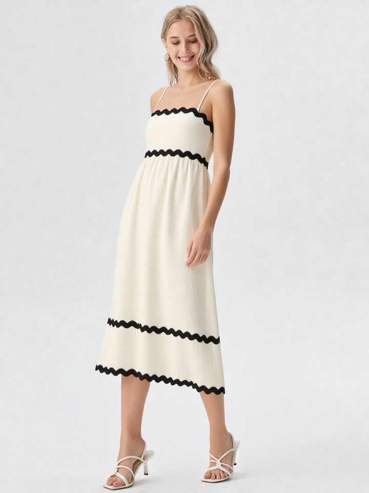Spaghetti Bandjes Jurk – Wijde Rok, Midi, Statement Silhouet