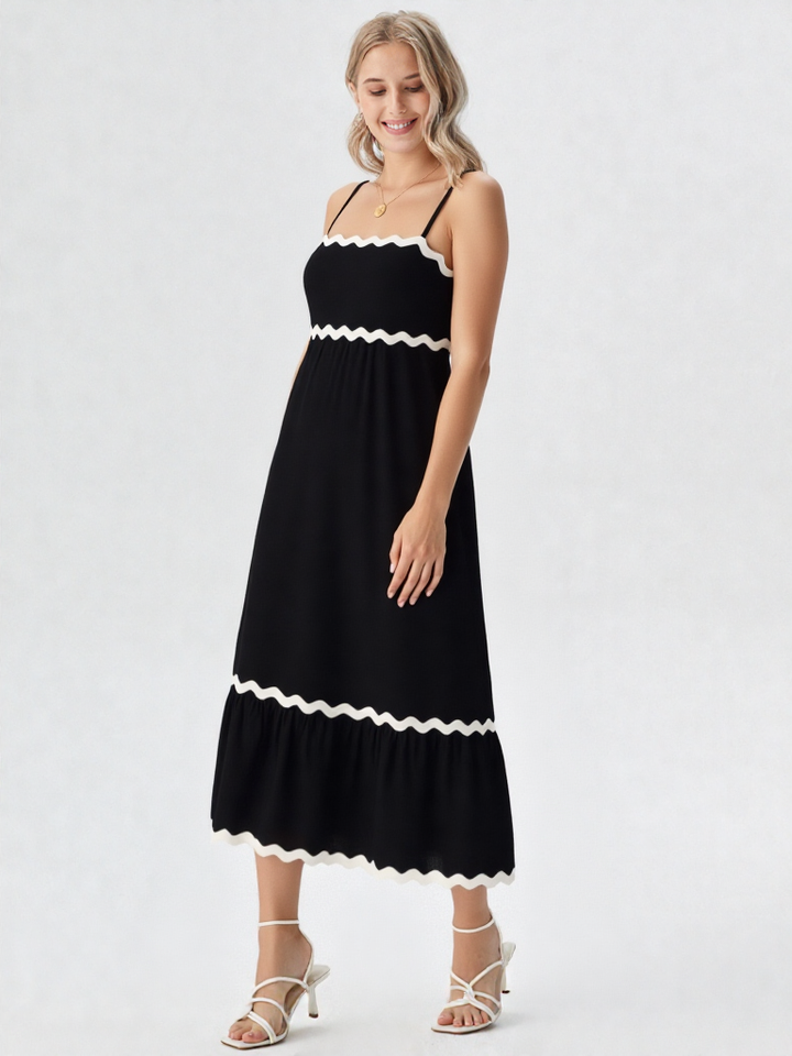 Spaghetti Bandjes Jurk – Wijde Rok, Midi, Statement Silhouet