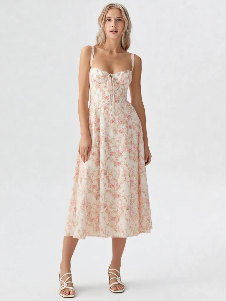 Elena | Stijlvolle Dames Corset Midi Jurk A-lijn
